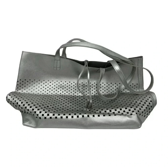 Perforated Silver Bag Tote Lightweight Soft Stores Flat/Compactly (R+F) - Picture 6 of 7